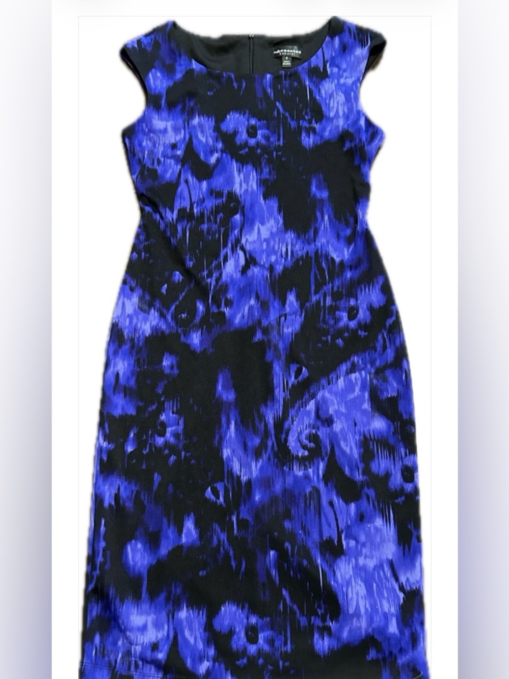 Connected Apparel Purple Black Abstract Sheath Dress Size 6